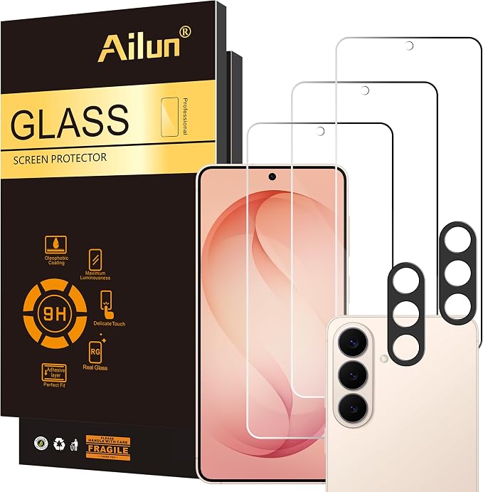 Ailun Glass Screen Protector for Galaxy S26 3 Pack + 2 Pack Camera Lens