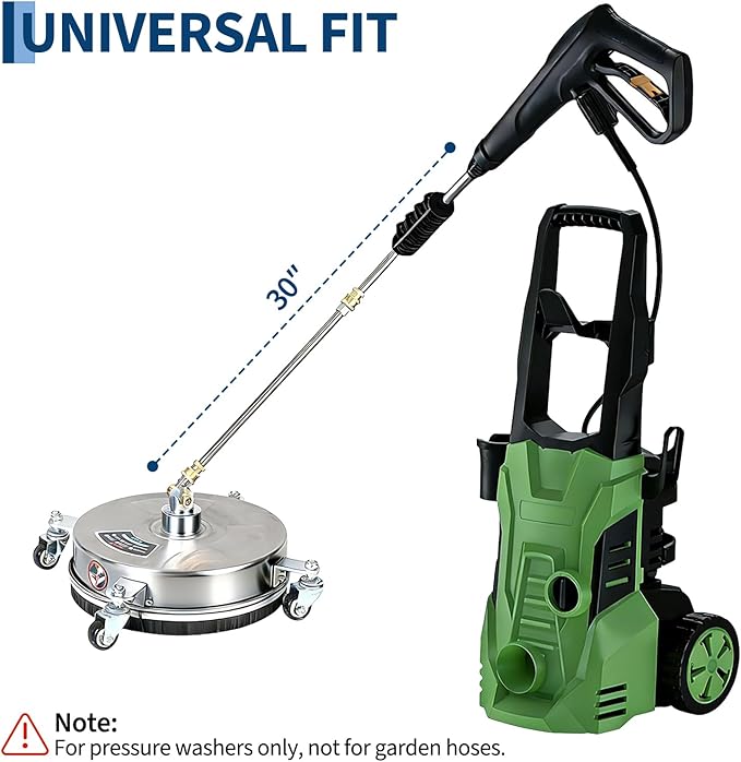 14" Pressure Washer Surface Cleaner with 4 Wheels, Stainless Steel Surface Cleaner for Pressure Washer Attachment for Patio, Sidewalk, Deck and Driveways