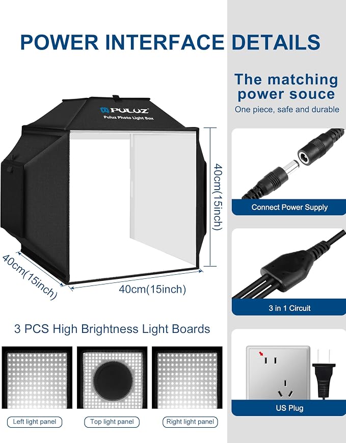 PULUZ Upgraded 16"x16" Photo Studio Light Box & Soft Box 480 LED Beads CRI 95+