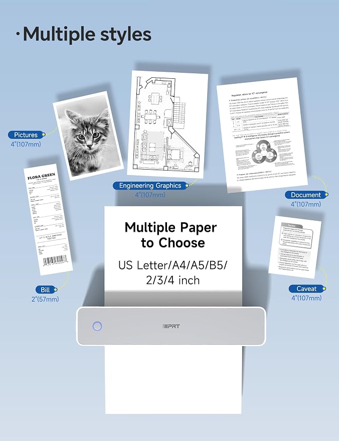 iDPRT MT610 Portable Thermal Printer, 203DPI Mobile-Travel-Printers,