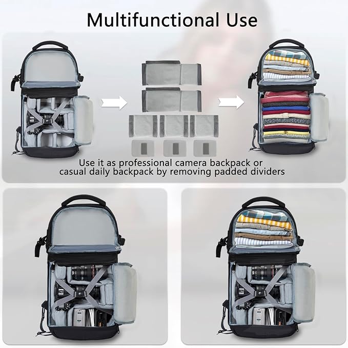 TORIBIO Camera Sling Bag Backpack, DSLR/SLR/Mirrorless Camera Bag