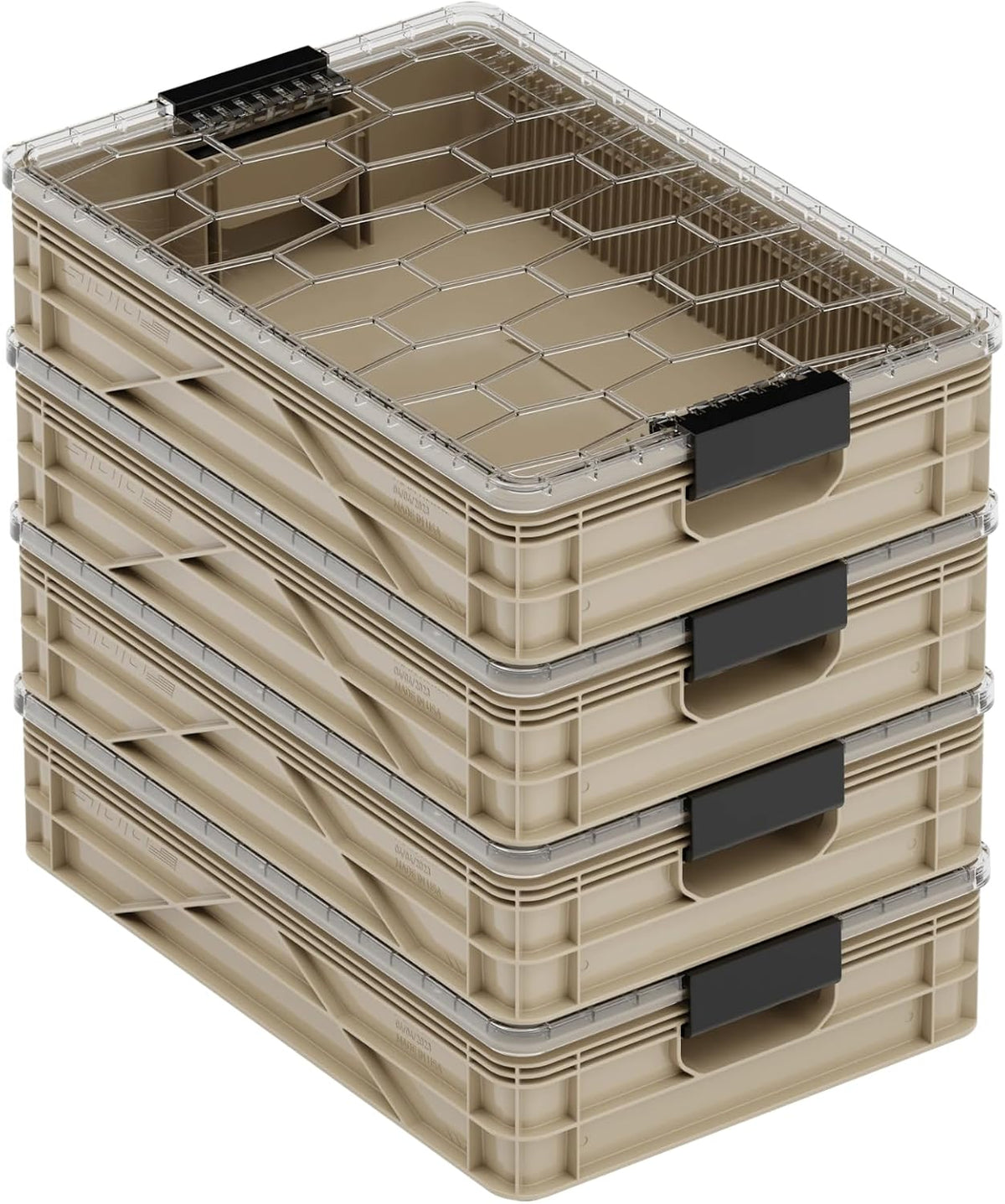 SIDIO Quarter Crate 4-Pack Stackable Storage Bins, Sol