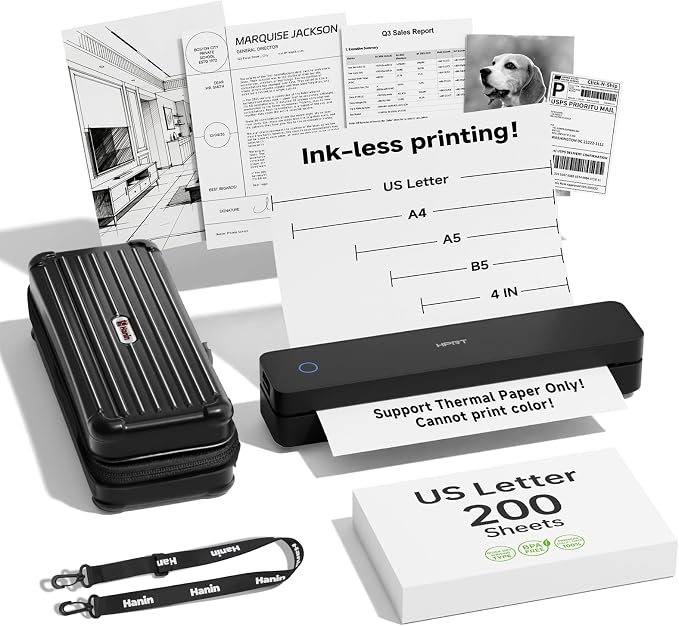 HPRT Portable Thermal Printer-Inkless Printer, Supports Thermal Paper&Labels