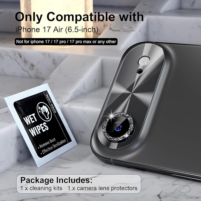 Choiche Compatible for iPhone 17 Air Camera Lens Protector, Bling Camera Cover