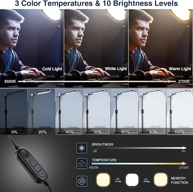 Zoom Lighting for Computer, Adjustable Desk Lighting for Video Calls, 30 Light
