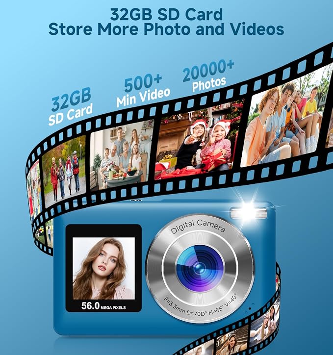 Digital Camera, 2026 Upgraded 56MP Dual Screens Camera