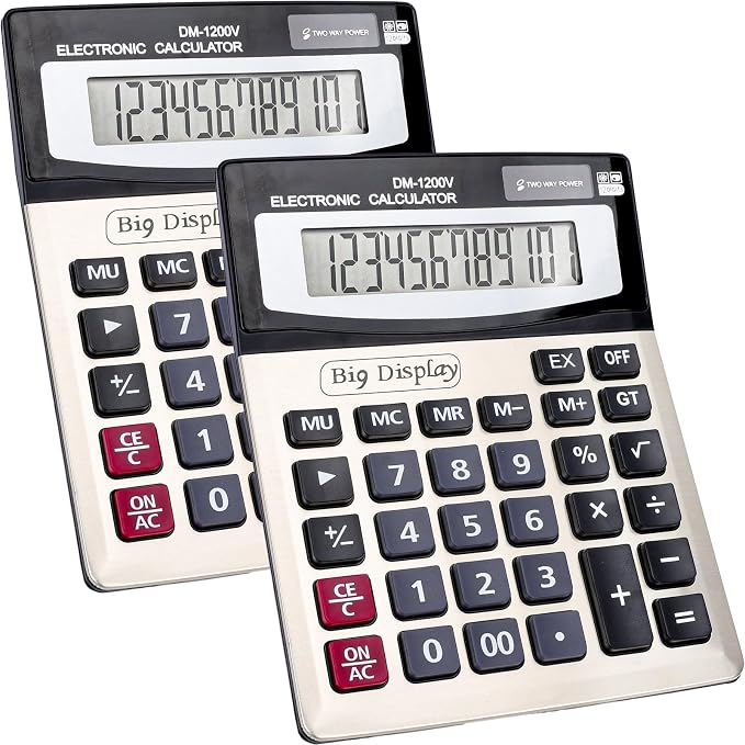 2 Pack Calculator, Calculators Desktop 12 Digit Extra Large LCD Display