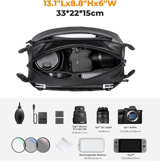 K&F CONCEPT Camera Sling Bag Crossbody Bag Waterproof Camera Shoulder Backpack
