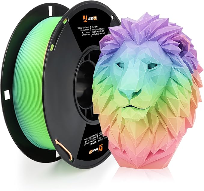 LOVOON Rainbow Gradient 3D Printing PLA Filament 1.75mm Color Shift by Length