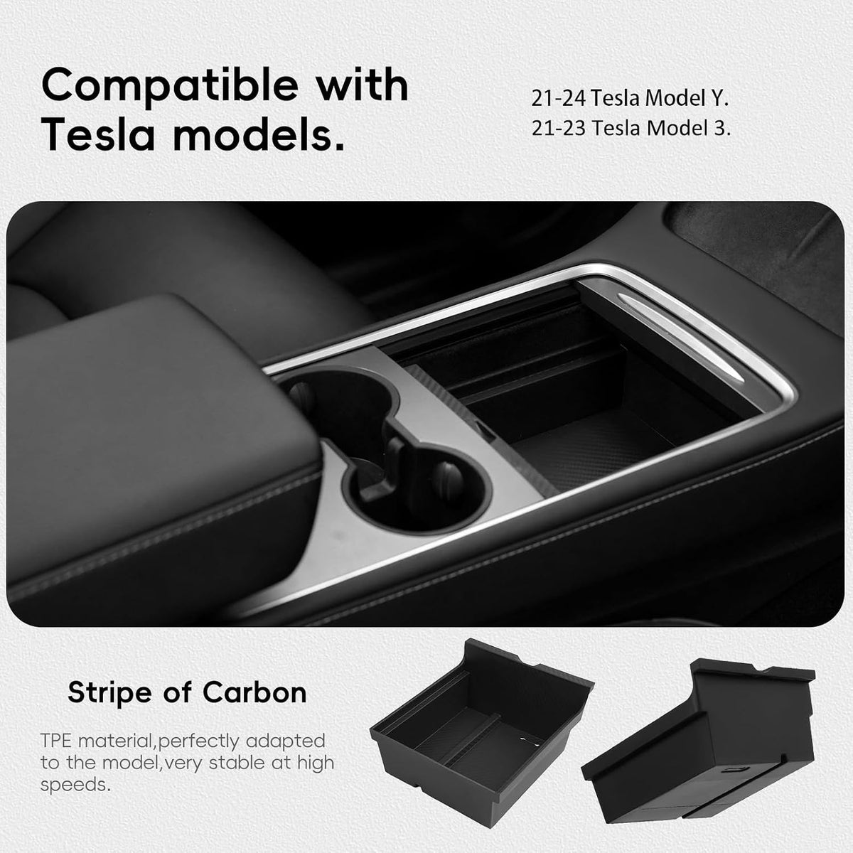 6PCS Center Console Organizer for Tesla Model Y 2021-24, Model 3 2021-23