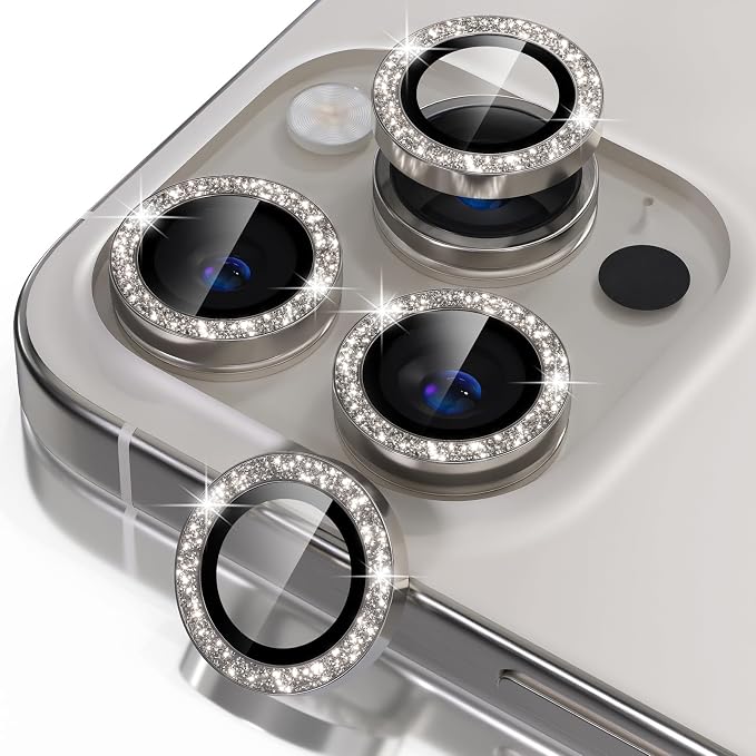 Misea Compatible for iPhone 16 Pro/iPhone 16 Pro Max Camera Lens Protector Bling