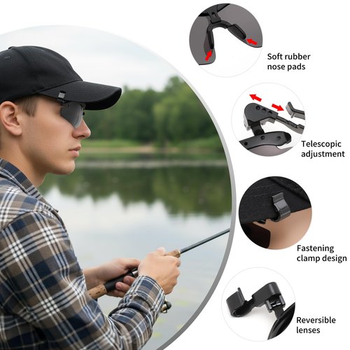 FEISEDY Polarized Clip On Sunglasses,Clip Cap Sports Sunglass, UV400 Protection for Mens Womens Fishing Cycling Hiking B0356