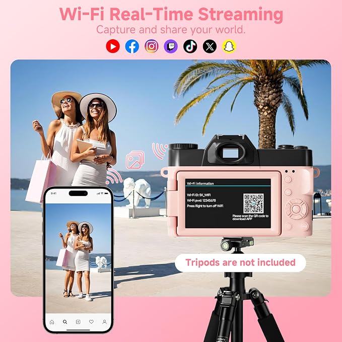 5K Digital Camera for Photography, UHD 75MP WiFi Vlogging Camera for YouTube