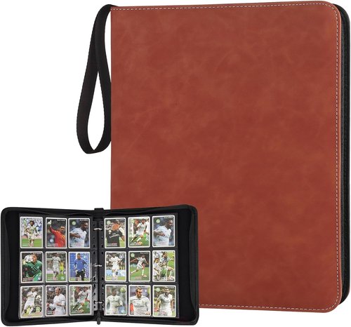 GERMUN 9 Pocket Card Binder - Premium Zip Trading Card Album for MTG, TCG & Sports Cards | 720 Double-Sided Pockets (Brown)