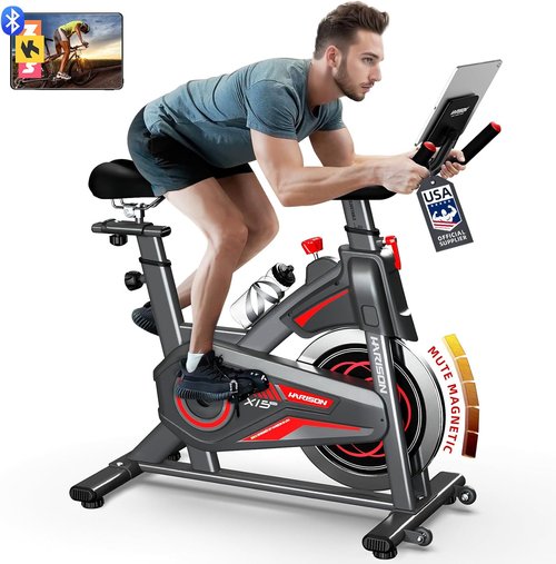 HARISON Exercise Bike - Magnetic Stationary Indoor Cycling Bike with Adjustable Resistance & 380lb Capacity