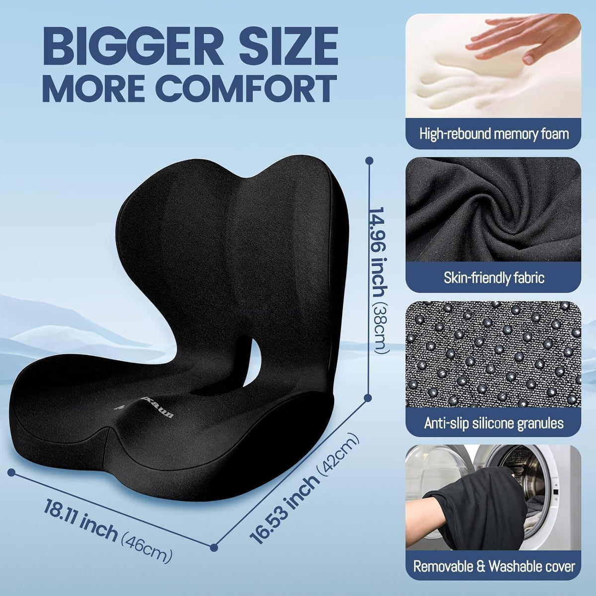 Truck Driver Seat Cushion, Memory Foam Cushion for Office Chairs