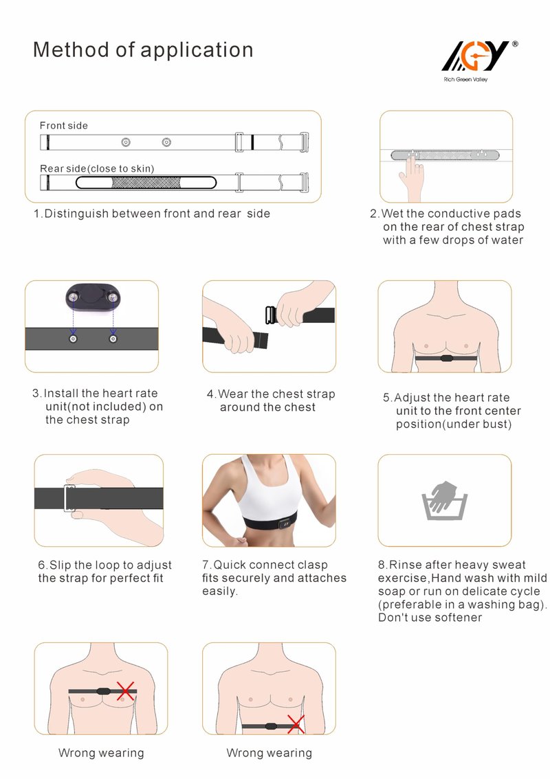 Rich Green Valley Heart Rate Monitor Chest Strap Compatible with Polar H10 H9 H7 H1 Wahoo Tickr Garmin HRM CooSpo,Black&Gray Large