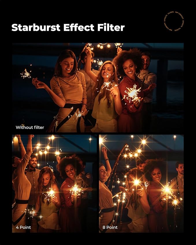 K&F CONCEPT 77mm Variable Star Filter Cross Screen Starburst Filter 4, 8 Points
