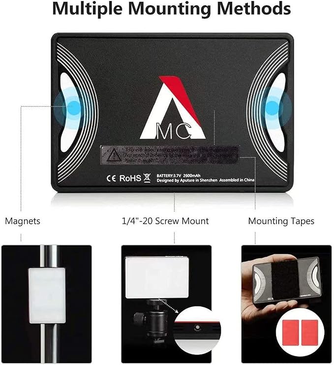 Aputure Amaran MC RGBWW Mini On Camera Video Light, 3200K-6500K, CRI/TLCI 96+