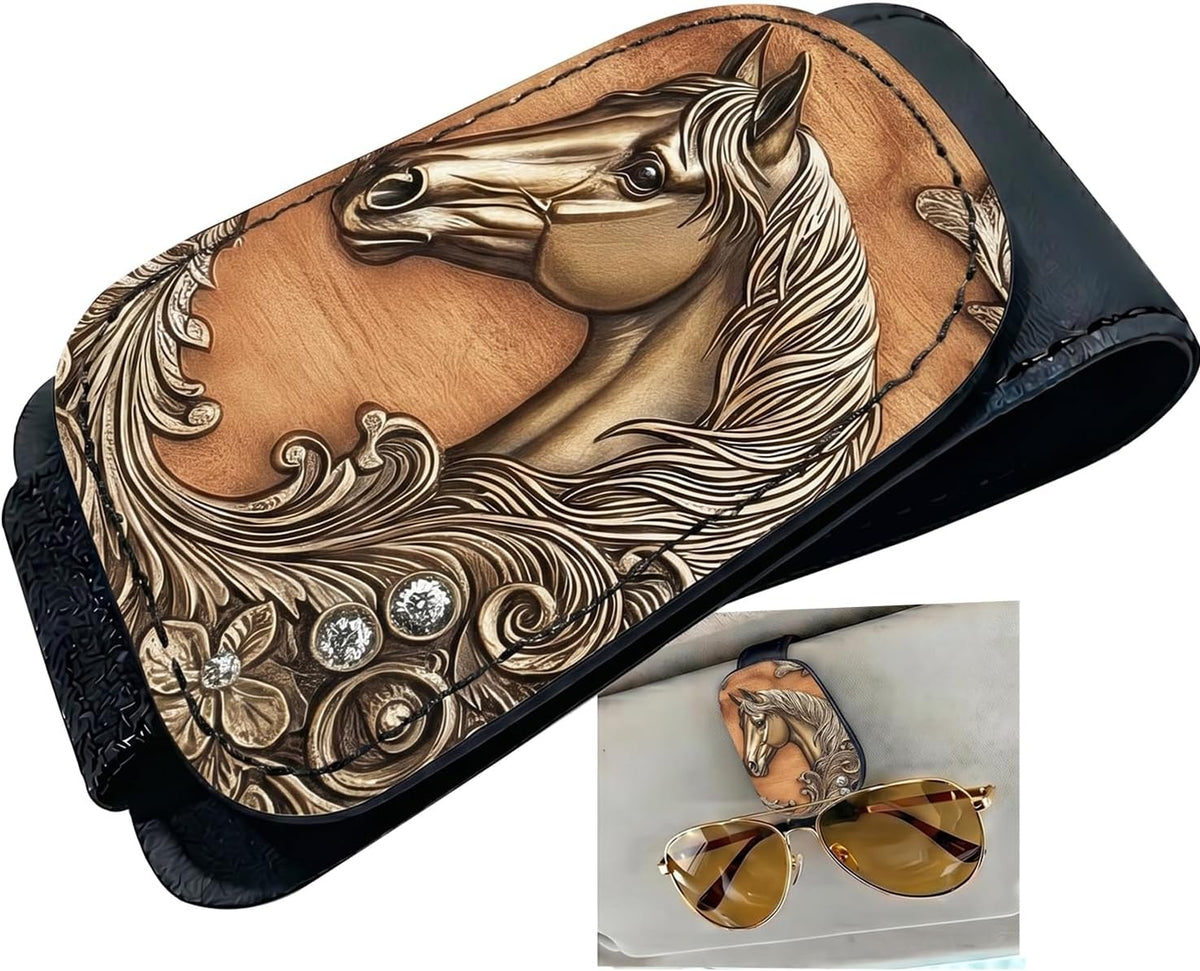 Horse Car Sunglasses Holder Universal Magnetic Visor Accessories