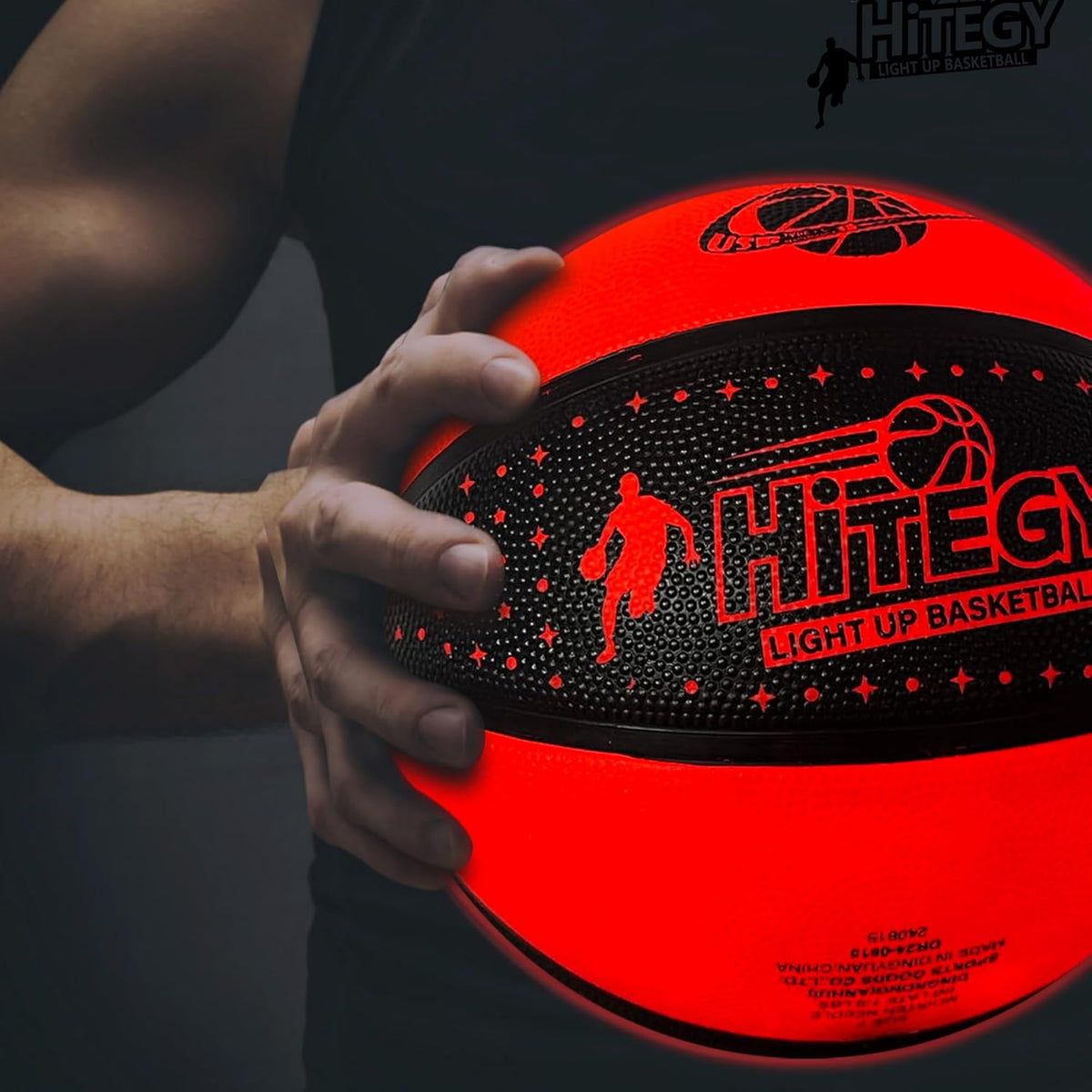 Skiennix Rechargeable Glow in the Dark Basketball - USB Charging, Water-Resistant, Size 7 | Includes Pump & Cable
