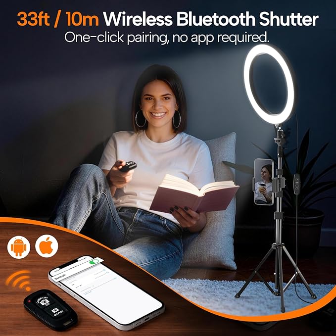 EMART 10" Ring Light with 55" Extendable Tripod Stands and Phone Holder