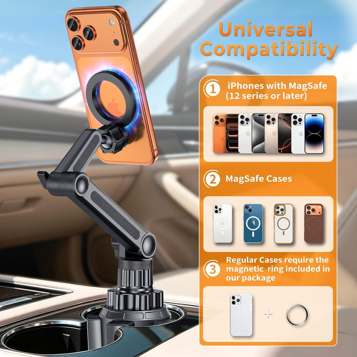 Phone Holders for Your Car, Universal Strong Magnetic Cup Car Phone Mount