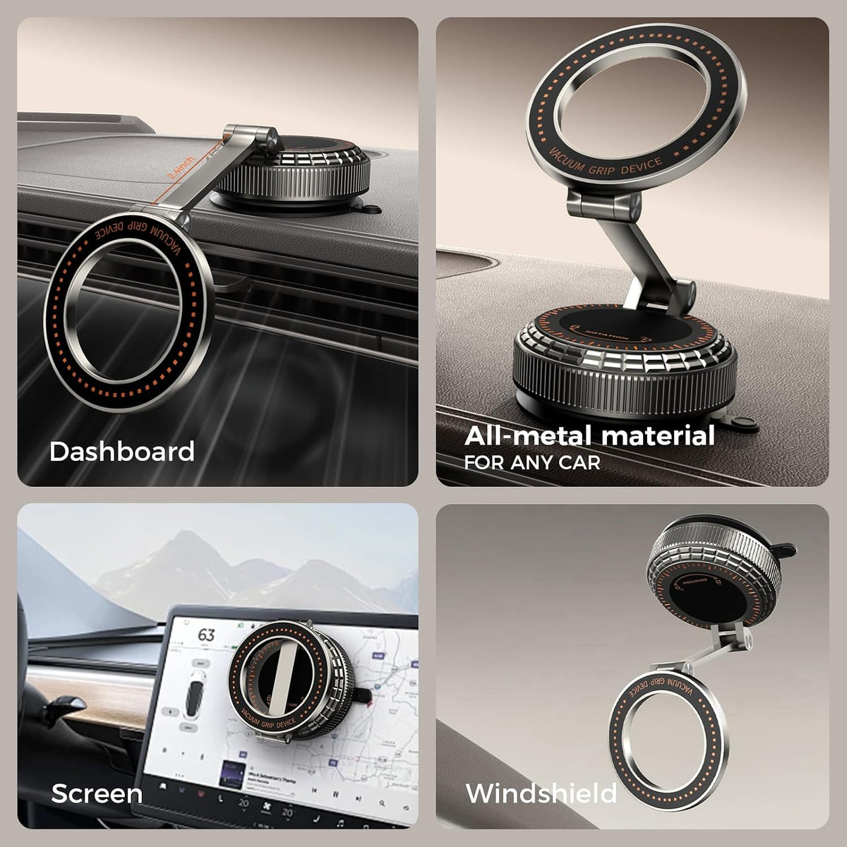 Metal Magnetic Car Phone Holder for Magsafe Phone, Dark Gray
