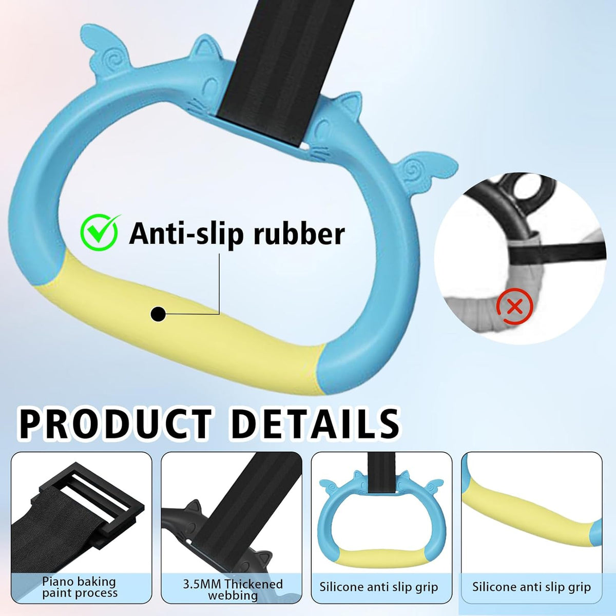 Skiennix Gymnastics Rings - Adjustable Strength Training Equipment for Kids | Home Gym Fitness