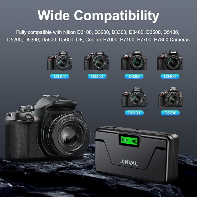 EN-EL14 EN-EL14A Battery 2 Pack and Charger Case Compatible