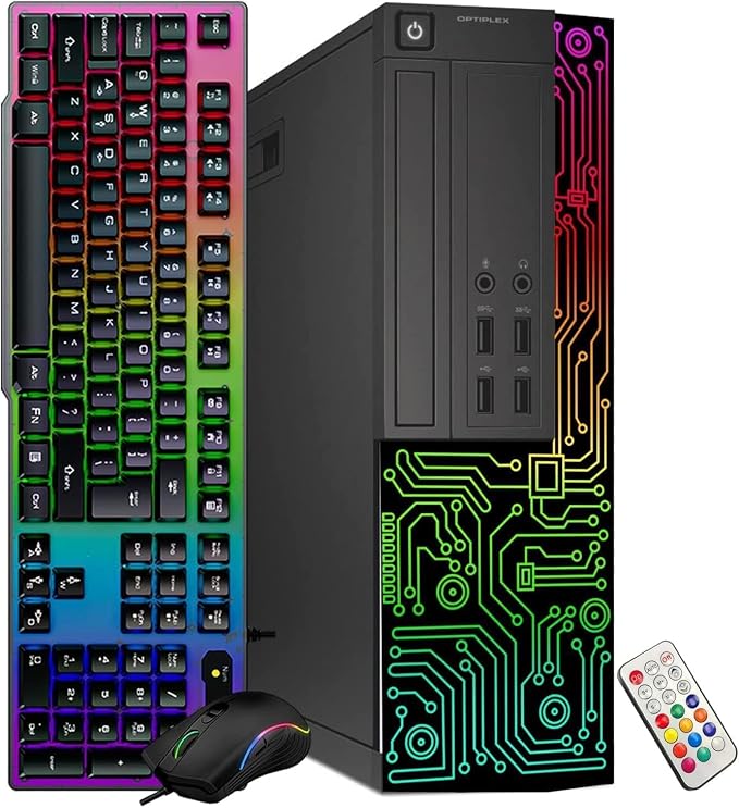 Dell OptiPlex PC,Core I5,24'' Monitor,RX 550 4G,16G RAM,512G SSD(Renewed) | Gaming Computer PC,i5 up to 3.6G,24 inch FHD,WiFi, ARGB,4K Support,DP, HDMI,DVI,Headset,Windows 11 Pro,Home or Office PC