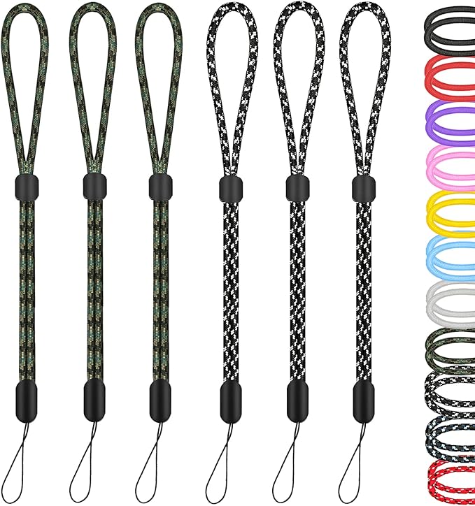 Hukado Hand Wrist Strap Lanyard, 6 Pack 8inch Adjustable Nylon Wristlet Straps