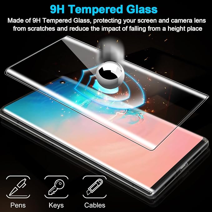 3 Pack Galaxy S10 Screen Protector, HD Clear Tempered Glass, Fingerprint Unlock
