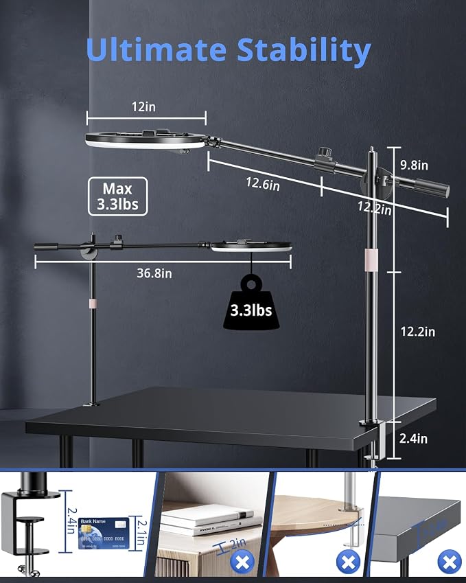 UBeesize 12" Ring Light with Overhead Phone Mount, LED Ring Light with Phone