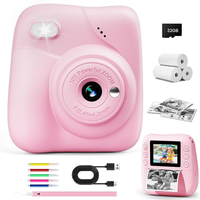 Kids Camera Instant Print, 1080P HD Kids Instant Camera