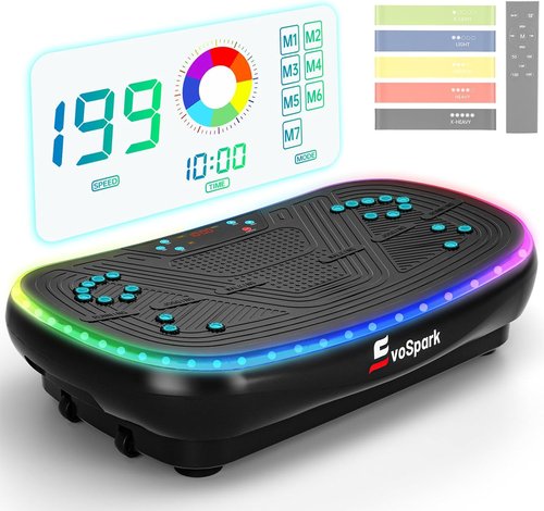 EvoSpark Vibration Plate Exercise Machine - Dual Motor 3D & 4D Whole Body Vibration for Weight Loss | Home Workout Equipment