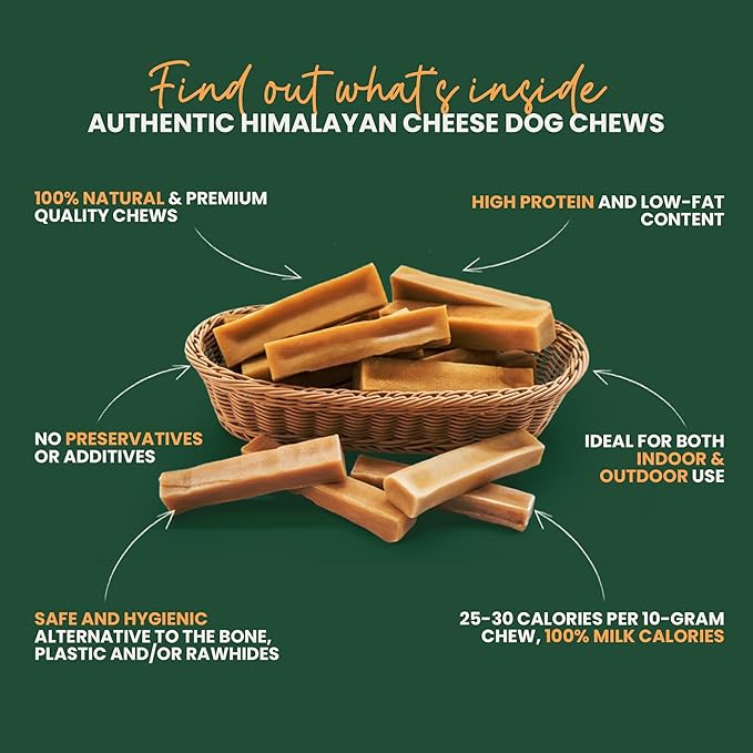 Authentic Himalayan Yak Cheese for Dogs - XXLarge (Pack of 5) - Sourced from Pristine Himalayan Foothill, Rawhide-Free, NO preservatives