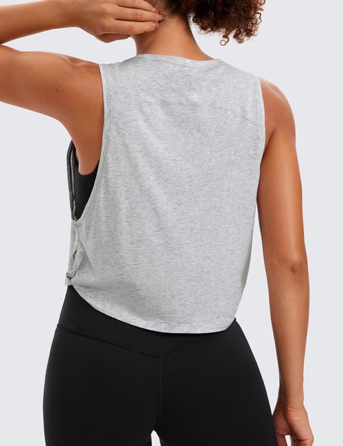 CRZ YOGA Pima Cotton Tank Top for Women - Loose Fit Sleeveless Athletic Shirt | Ideal for Yoga & Gym