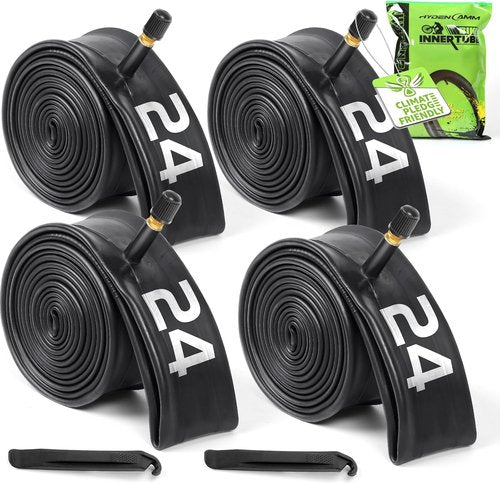 Bike Tubes - 4 Pack of 12'' to 29'' Sizes with 32mm Schrader Valve & 2 Tire Levers for Road/MTB