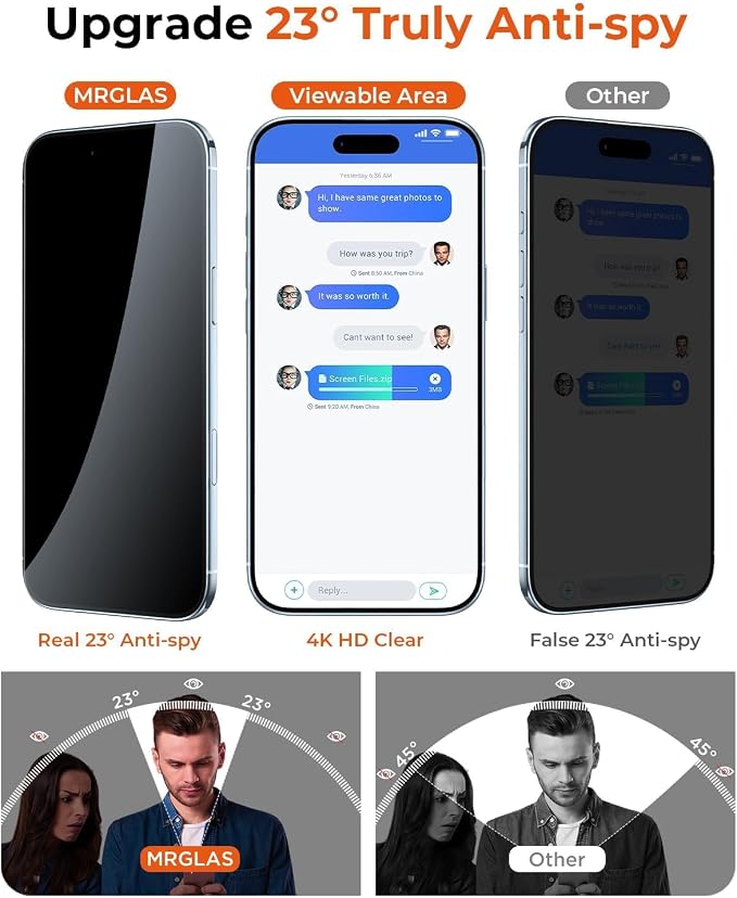MRGLAS TOP 9H+ Glass 2+2 Packs for iPhone Air Privacy Screen Protector