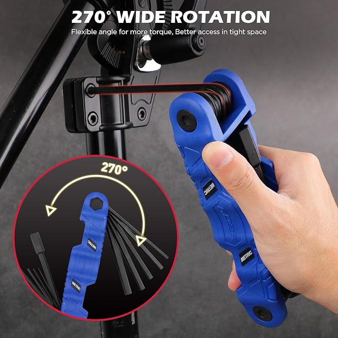 34-Piece Large Folding Hex Key Set, SAE Hex (3/32"-1/2"), Metric Hex (1.5-12mm) & Torx (T9–T55), 3-in-1 Heavy Duty Allen Key Set for Archery, Bike Repair, Furniture & Home Maintenance