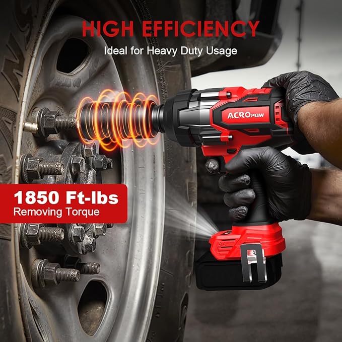 ACROPOW Cordless Impact Wrench Compatible with Milwaukee 18V Battery， 3/4” 1850FT-LBS Brushless High Torque Impact Driver, Auto-Stop Reverse, Variable Speed Heavy Duty Impact Gun(Bare Tool)