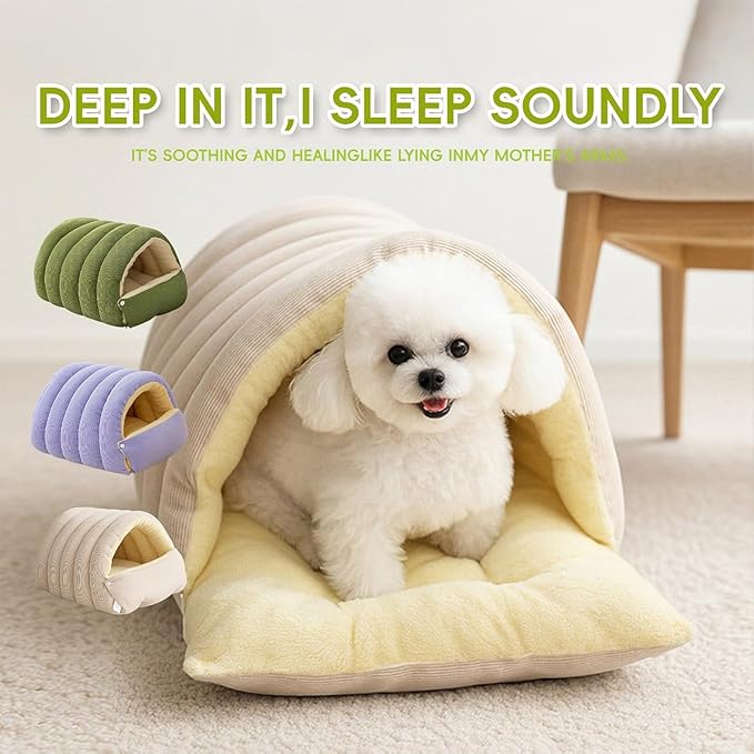 Removable and Washable Winter Closed-Off Cat Bed, Cat Winter Cave, Cute Cat Beds for Indoor Cats, Disassembled Design for Easier Cleaning, with Hair Remover (2PcsPurple, 17.7 * 11.8 * 7.5 in)