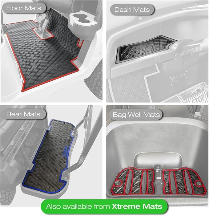Xtreme Mats ICON Compatible, Full Coverage Golf Cart Floor Liner - Compatible with ICON Golf Carts (i20, i40) and Advanced EV (Gen1) - Grey Trim