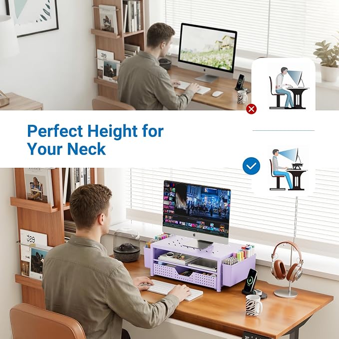 OPNICE Laptop Stand for Desk Organizer, Computer Monitor Stand Riser