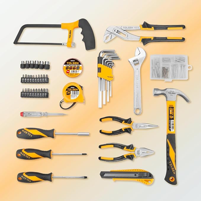 TOLSEN 119 Pieces Tool Set for Home Maintenance and Daily Use, General Household Hand Tool kit with Plastic Storage Toolbox, Home Tool Kits for All Purpose