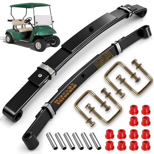 Cartalia Upgraded Heavy Duty Rear 3-Leaf Springs Kit for EZGO TXT/Medalist Electric 1994-2013 and Gas 1996-2008 Golf Cart Suspension with Bushings Sleeves & U-Bolts Replace OEM 74207-G01 Load Capacity