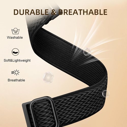 Fitvii | 22mm Breathable Elastic Nylon Smart Watch Bands - Adjustable Replacement Straps (3-Pack)