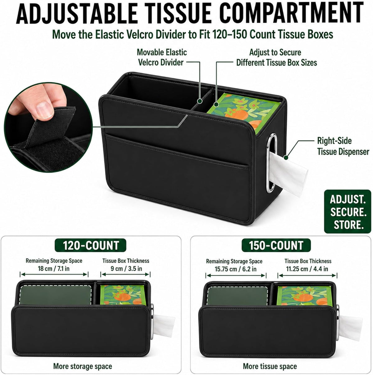 Noaman Upgraded Large Car Seat Organizer with Handkerchief Holder