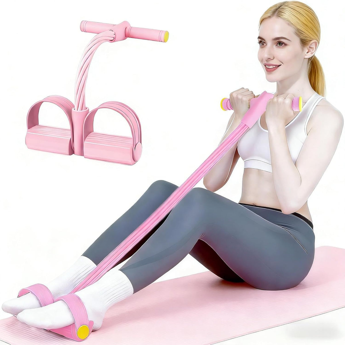 Skiennix Pedal Resistance Bands - Upgrade 6-Tube Manual Tension Training | Lightweight Natural Rubber for Yoga & Pilates